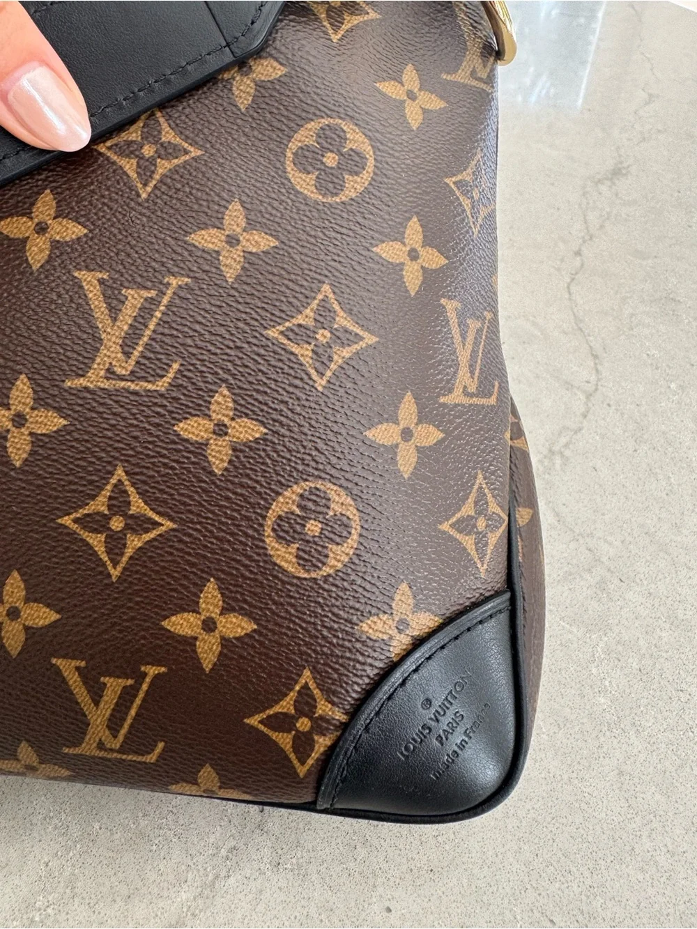 Louis Vuitton Odeon PM Monogram Canvas Shoulder Bag with Black Trim